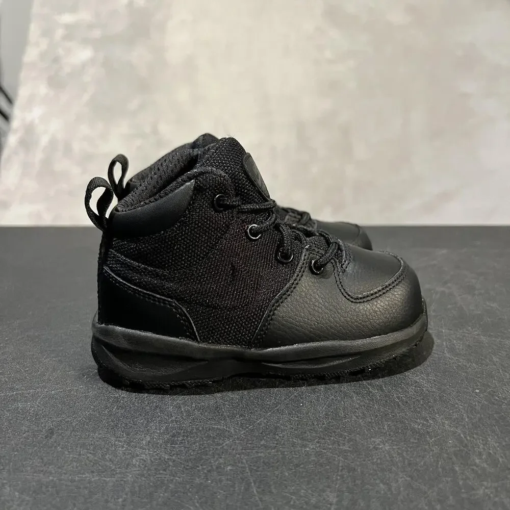Nike Manoa Boots Toddler Size 7C Black Leather Hiking Trail All Black AJ1282-001